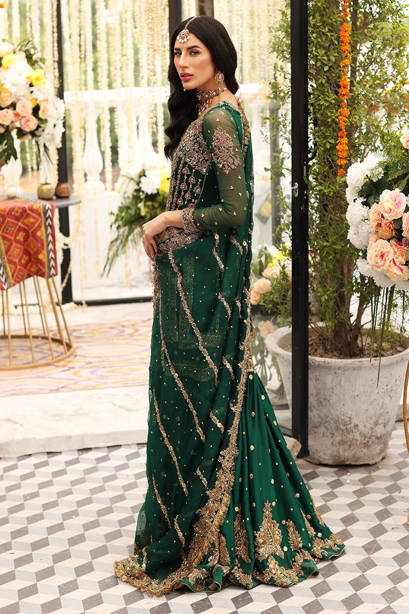Dark Green Gharara Kameez for Pakistani Mehndi Wear 2023