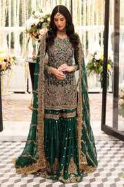 Dark Green Gharara Kameez for Pakistani Mehndi Wear