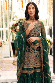 Dark Green Gharara Kameez for Pakistani Mehndi