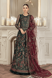 Dark Green Traditional Pishwas Frock with Lehenga Dress