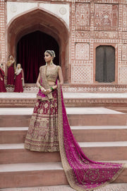Dark Maroon Lehenga Bridal Pakistani Wedding Dress