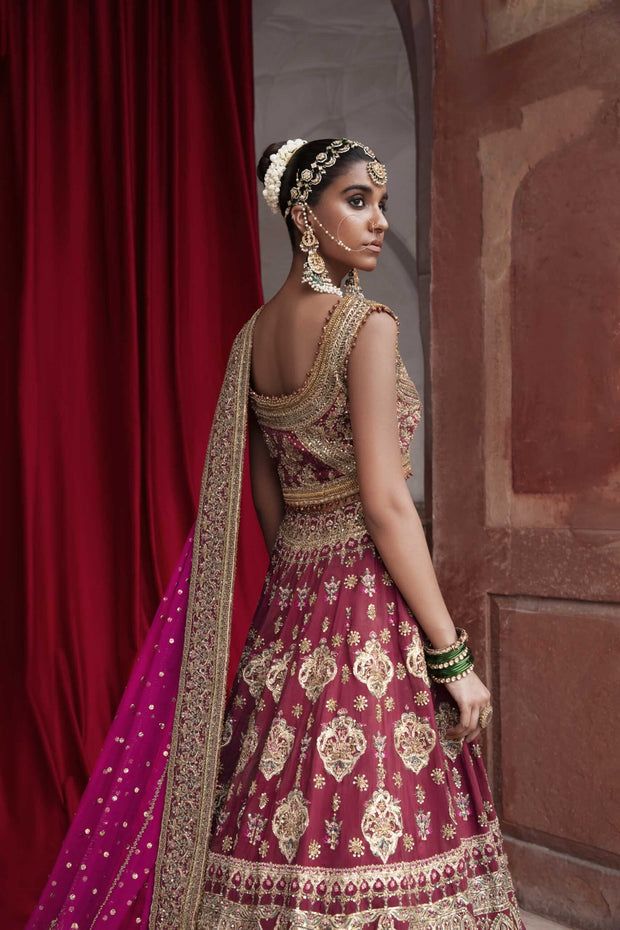Dark Maroon Lehenga Bridal Pakistani Wedding Dresses 2023