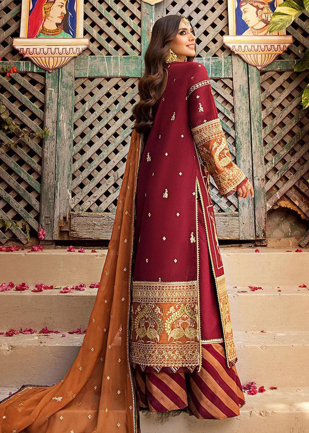 Dark Maroon Long Kameez Salwar Pakistani Party Wear 2023