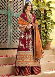 Dark Maroon Long Kameez Salwar Pakistani Party Wear