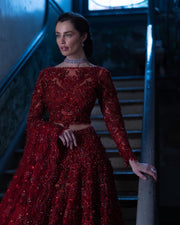 Dark Red Lehenga Choli Dress for Pakistani Bridal Dress