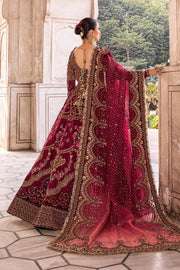 Dark Red Pakistani Bridal Dress in Traditional Pishwas Style