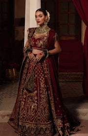 Deep Red Lehenga Choli Dupatta Pakistani Bridal Dress