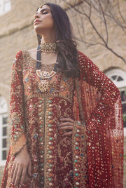 Beautiful deep red lehnga for bridal with mukaish work # B3329