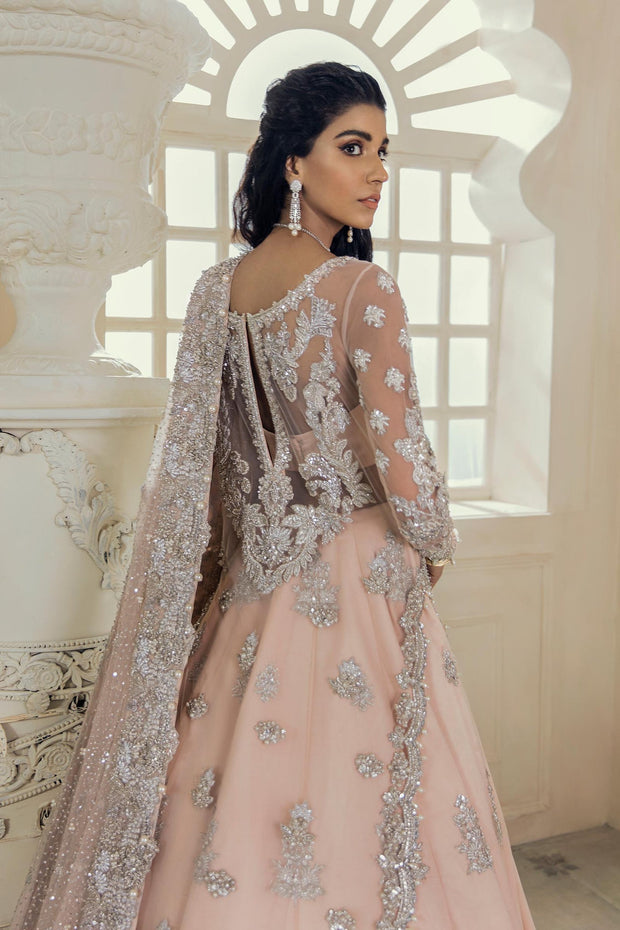 Delicately Embellished Peach Lehenga for Bridal Wer 2022