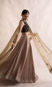 Desi Lehenga with Sleeveless Choli and Dupatta Dress Online