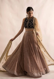 Desi Lehenga with Sleeveless Choli and Dupatta Dress