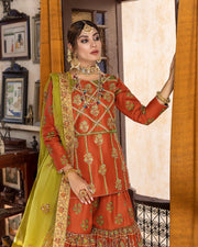 Desi Wedding Dress in Gharara Kameez Dupatta Style Online