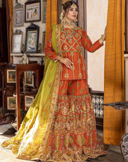 Desi Wedding Dress in Gharara Kameez Dupatta Style