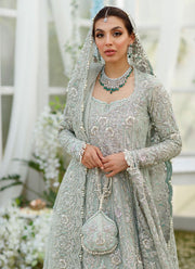 Designer Aqua Bridal Lehenga Gown for Indian Bridal Wear