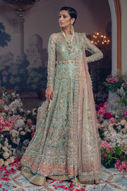 Designer Aqua Bridal Lehenga Gown for Indian Bridal wear