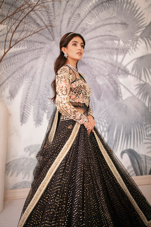 black and gold indian wedding dress Black & Gold Lehenga Indian Ethnic Wedding Dress