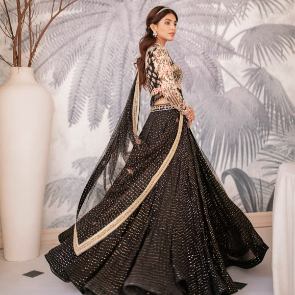 Designer Black Lehenga Choli for Pakistani Wedding Dress