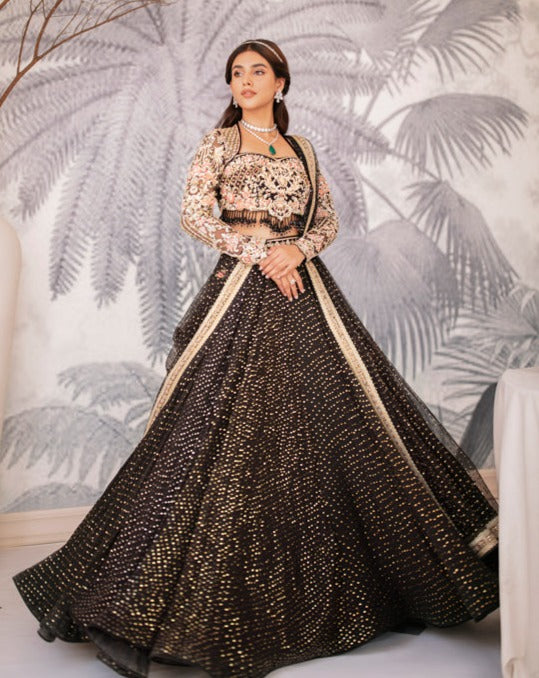 Designer Black Lehenga Choli for Pakistani Wedding Dresses