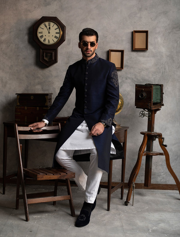 Designer Blue Pakistani Sherwani 