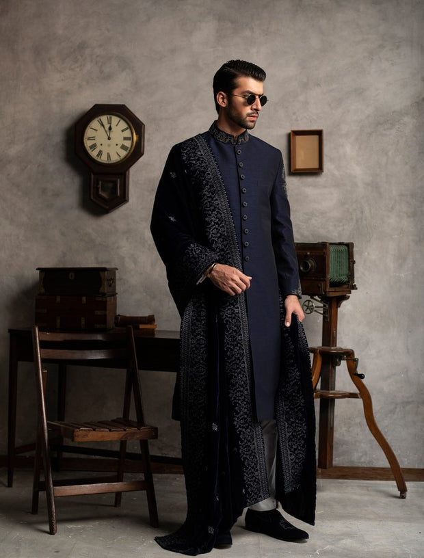Designer Blue Pakistani Sherwani for Wedding