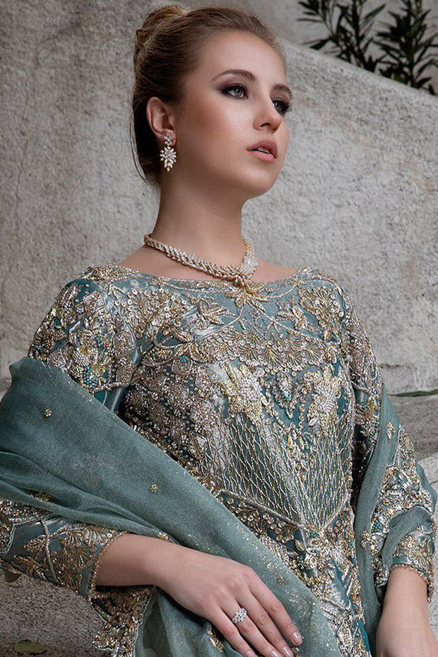Designer Blue Raw Silk Lehenga