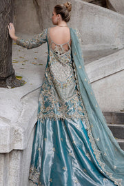 Designer Blue Raw Silk Lehenga for Indian Bridal Wear 2022