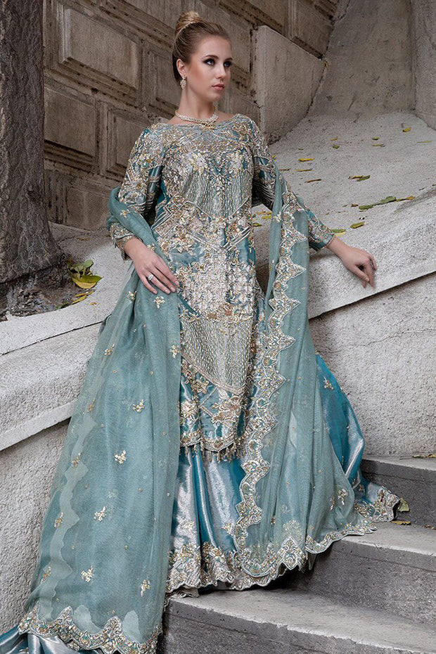 Designer Blue Raw Silk Lehenga for Indian Bridal Wear 