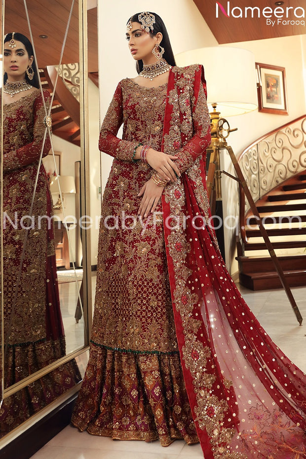 Designer Bridal Dress Pakistani in Red Color 2021