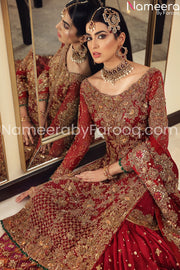 Designer Bridal Dress Pakistani in Red Color Shirt Look