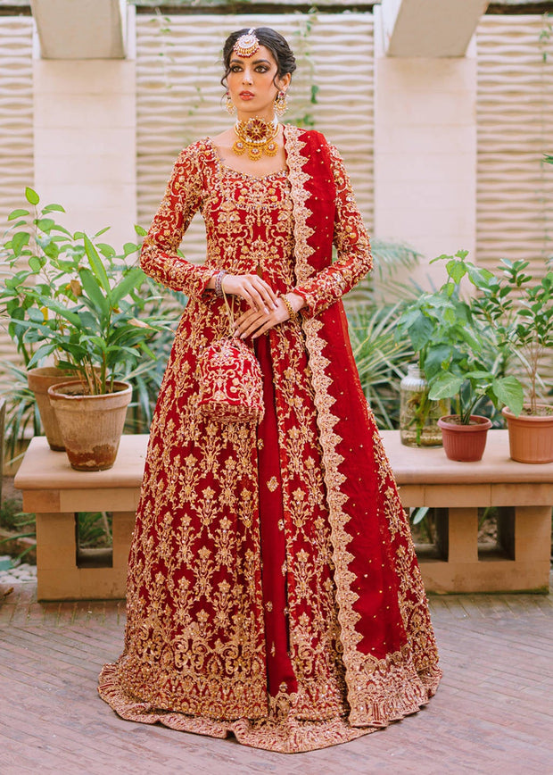 Designer Bridal Lehenga in Red and Golden Colour 