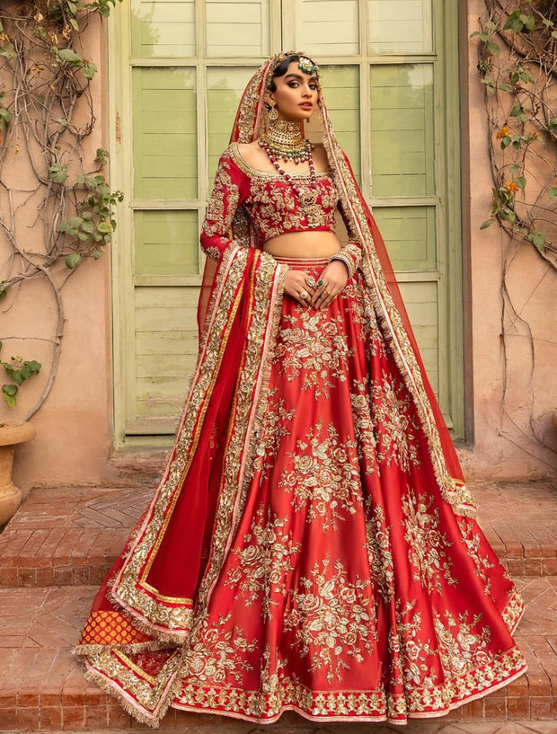 Designer Bridal Silk Crop Top Lehenga Choli for Wedding