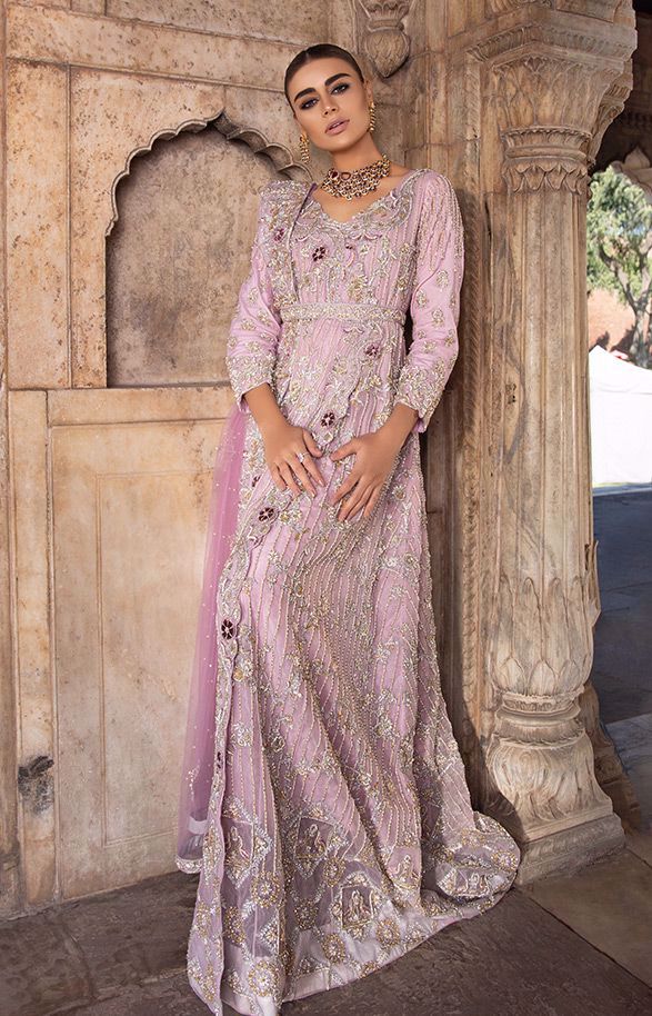 Designer Bridal Wedding Outfit in Lilac Color 