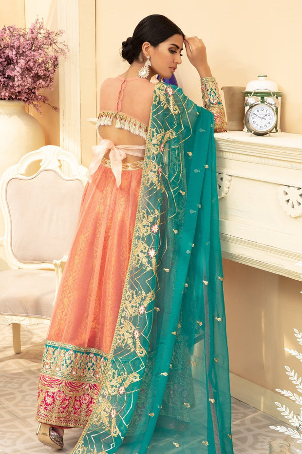 Designer Chiffon Long Frock with Embroidery Backside Look