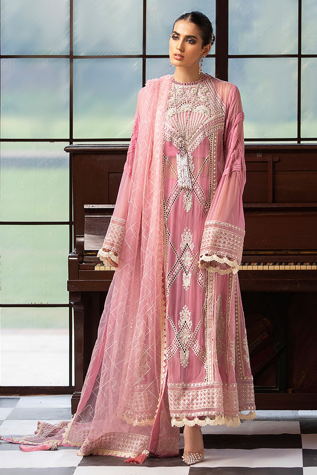 Designer Chiffon Party Frock in Pink Color