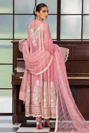 Designer Chiffon Party Frock in Pink Color Backside Look