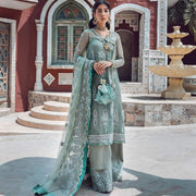 Designer Chiffon Trouser Shirt in Ice Blue Color