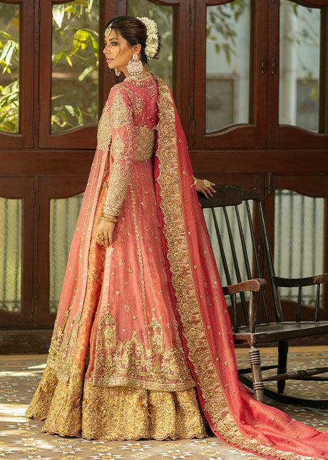 Designer Embellished Bridal Pink Lehenga with Long Gown 2022