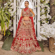 Designer Embellished Bridal Red Lehenga Choli