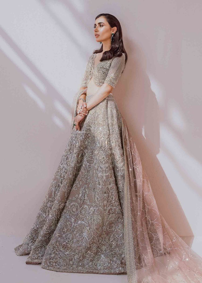 Designer Embellished Grey Indian Lehenga Cholis 