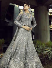 Designer Embellished Grey Peplum Choli Lehenga Attire