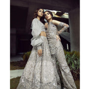 Designer Embellished Grey Silver Choli Lehenga Attire 2022