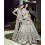 Designer Embellished Grey Silver Choli Lehenga