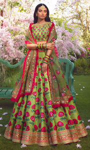 Designer Embellished Red Green Lehenga Choli Bridal Wear