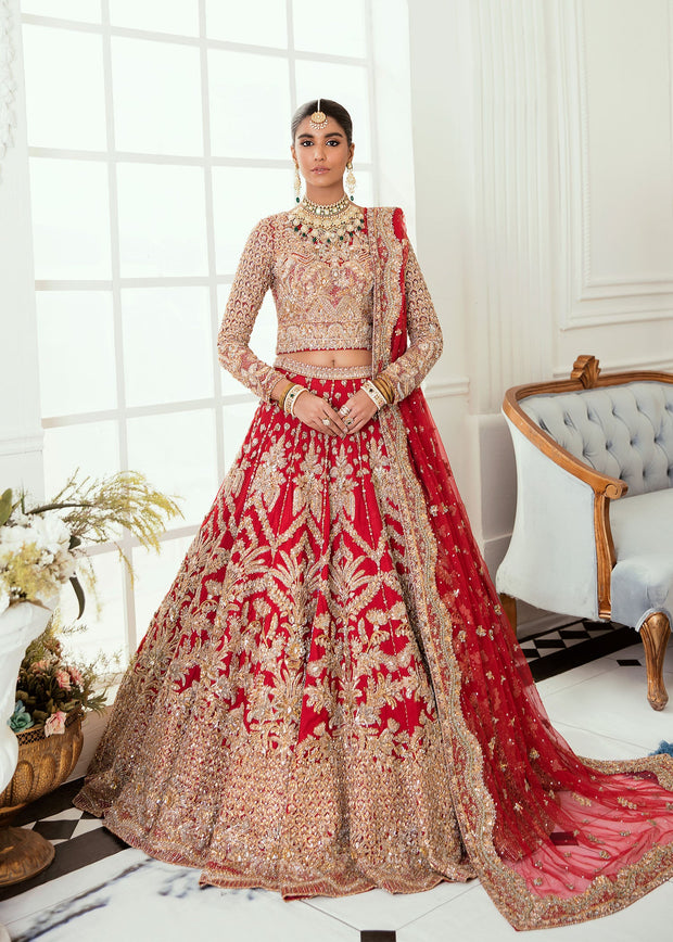 Embroidered Designer Red Indian Bridal Lehenga #BN1223