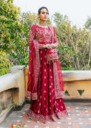 Designer Embellished Red Maxi Dress for Wedding Wear