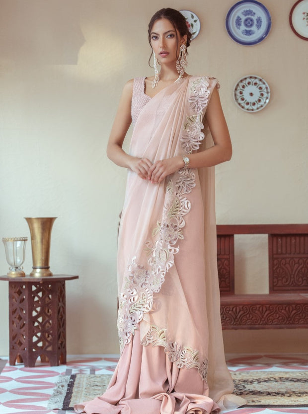 Designer Embellished Silk Saree for Asian Party Wear