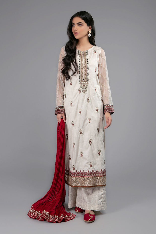 Designer Girls Eid Dress in Off White Color 