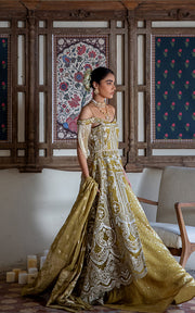 Designer Gold Bridal Lehenga Wear