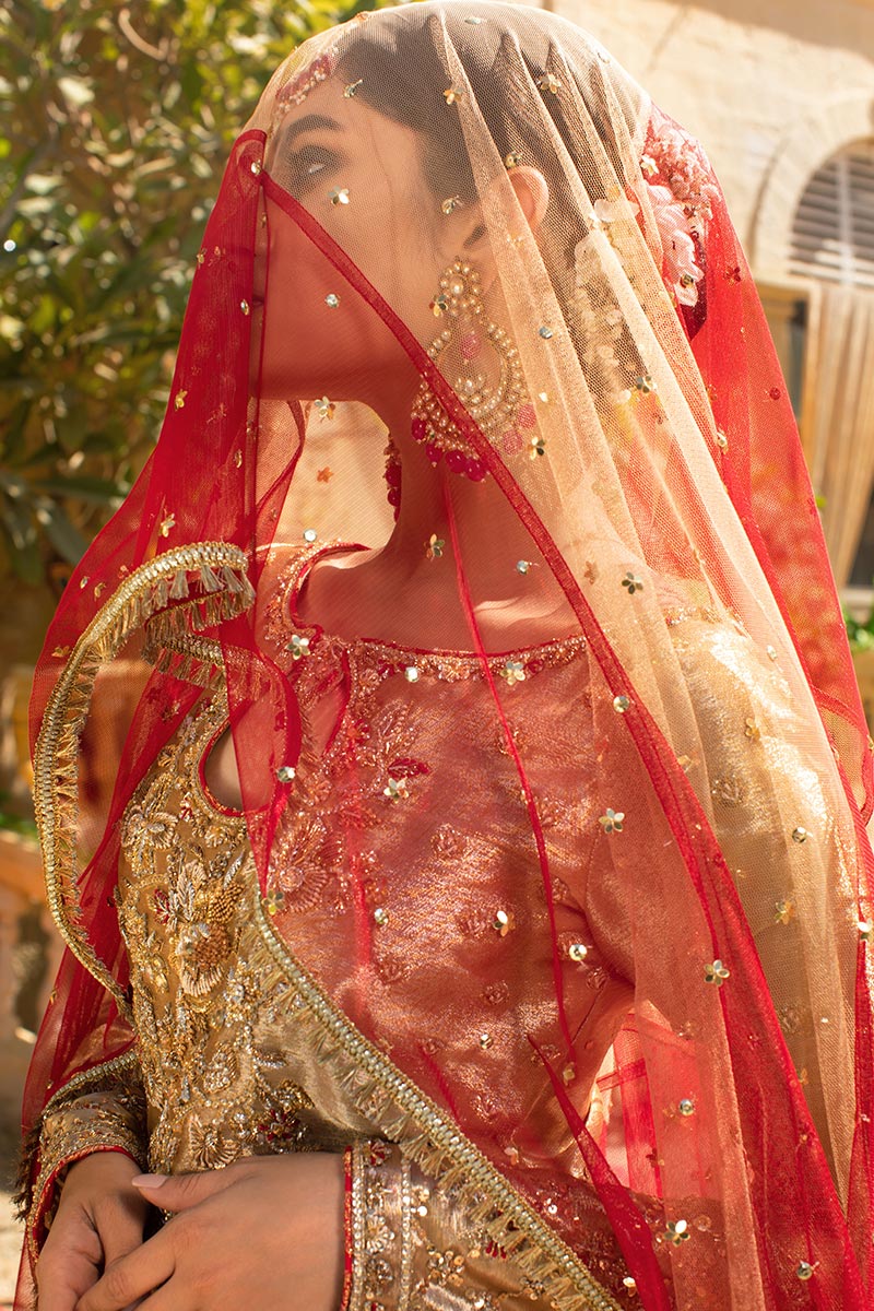 Designer Golden Lehenga with Maroon Dupatta 2022