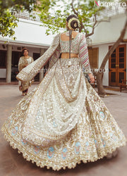 Designer Golden White Bridal Lehenga 2021